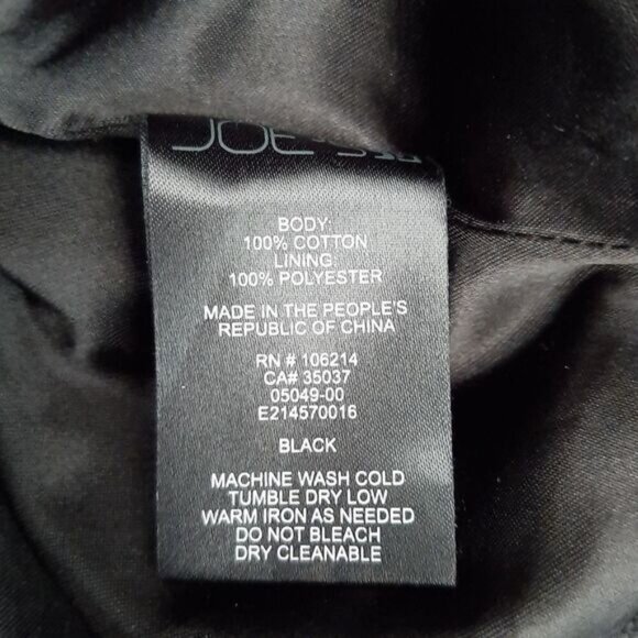 JOE'S JEANS Canvas Moto Bomber Textile Jacket Black Sz S - Picture 16 of 16